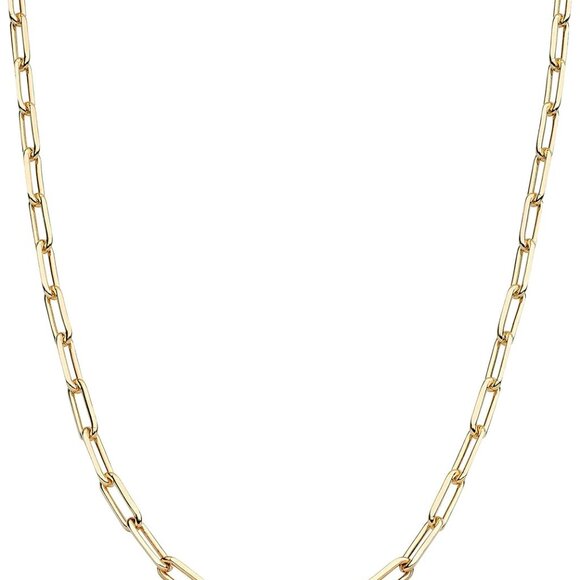 Italian Solid 925 Sterling Silver, 18Kt Gold Plated 2.5mm Paperclip Link Chain N - Picture 1 of 6